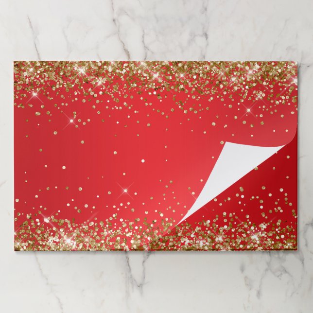 Gold Glitter Vivid Red Ombre Paper Pad (Folded)