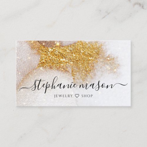 Gold Glitter Watercolor Abstract Business Card
