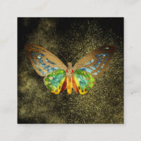 ** Gold Glitter . Watercolor Gilded Gold Butterfly