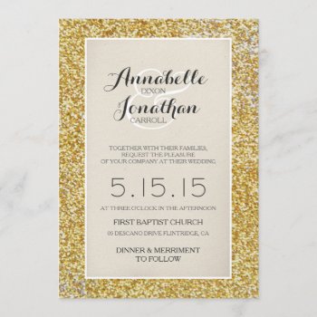 Gold Glitter Wedding Announcement Invitation by SimplyInvite at Zazzle