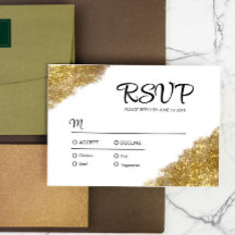 Gold Glitter Wedding Engagement RSVP