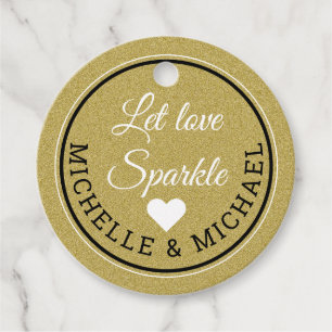 Gold Glitter Wedding Favor  Let Love Sparkle Tags
