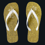 Gold Glitter Wedding Flipflops BRIDE, Bridal Party<br><div class="desc">Add the Bridal Party members role,  couples married name and wedding date to these elegant summer beach wedding flipflops with a faux gold glitter finish.</div>