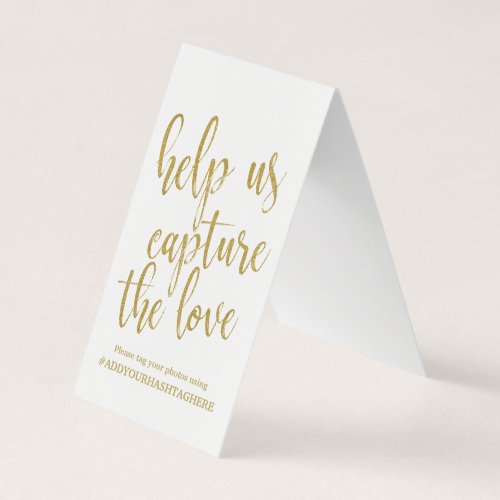 Gold Glitter Wedding Hashtag Sign Chic Calligraphy