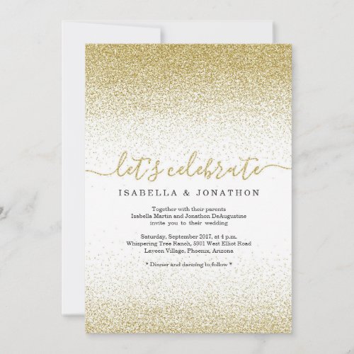 Gold Glitter Wedding Invitation - All that glitters is gold.  Add some sparkle to your celebration with a glam-tastic invitation.