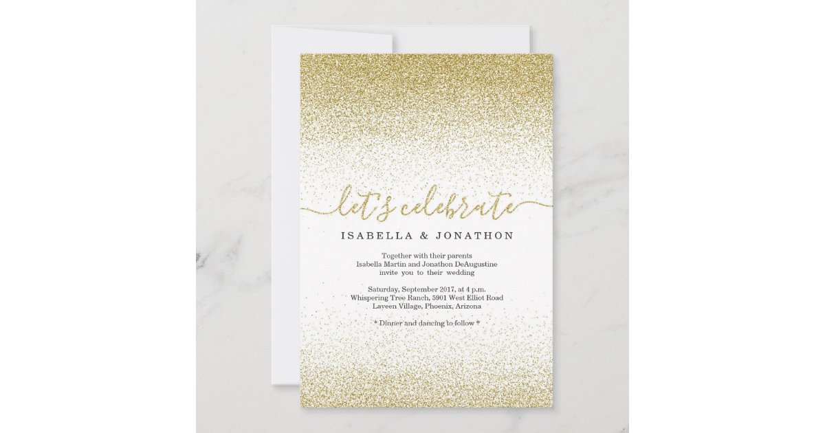 Gold Glitter Wedding Invitation Zazzle