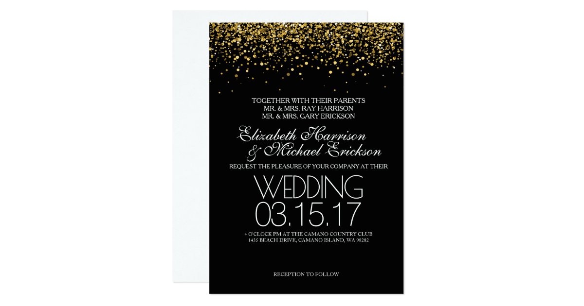 Gold Glitter Wedding Invitation | Zazzle.com