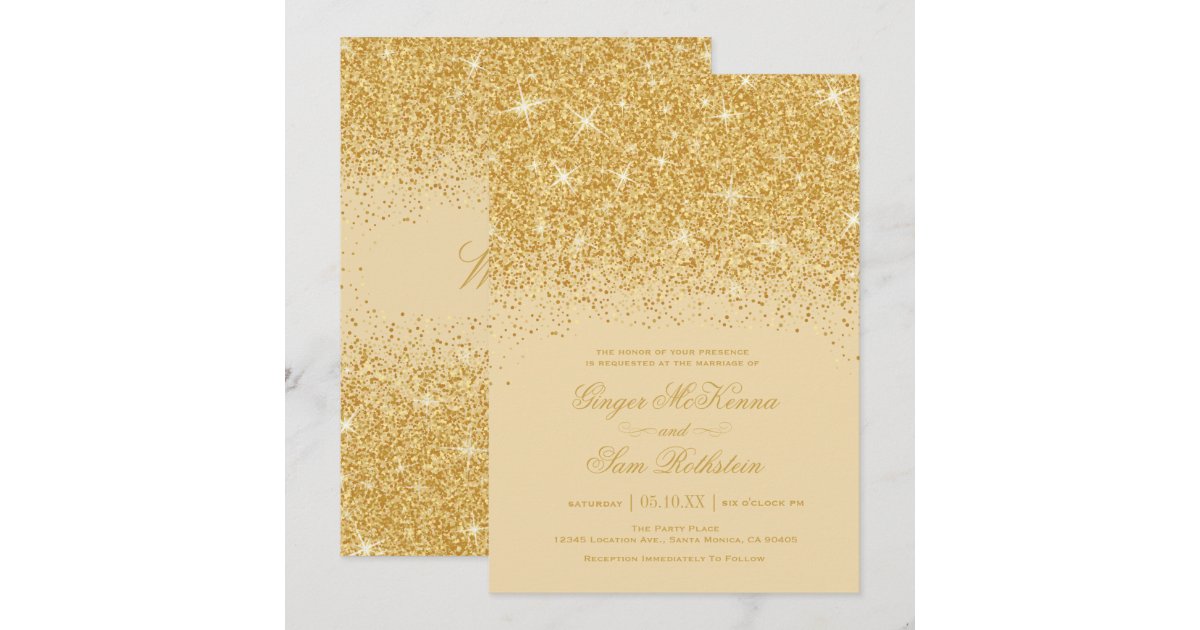 Gold Glitter Wedding Invitations Zazzle