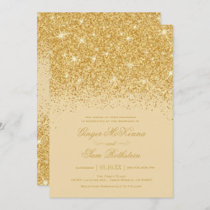 Gold Glitter Wedding Invitations