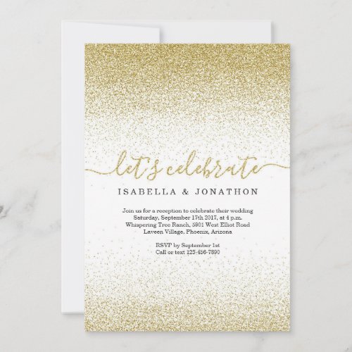 Gold Glitter Wedding Reception Only Invitation - All that glitters is gold.  Add some sparkle to your celebration with a glam-tastic invitation.