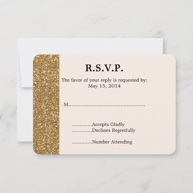 Gold Glitter Wedding RSVP Card (Front)
