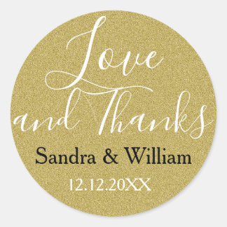 Gold Glitter Wedding Thank You Favor Classic Round Sticker