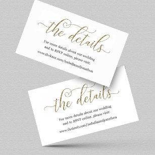 Gold Glitter Wedding Website Info Enclosure Card