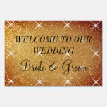Gold glitter wedding welcome yard sign