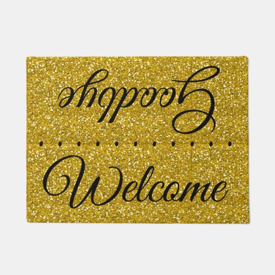 Gold Glitter Welcome Goodbye Doormat Zazzle Com