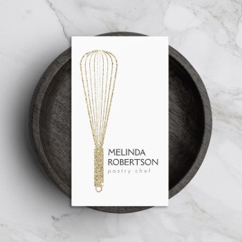 Gold Glitter Whisk Bakery Business Card by 1201am at Zazzle