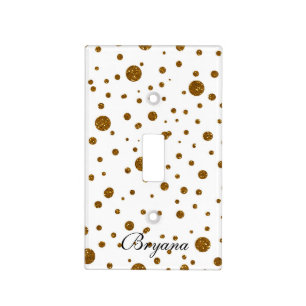 Gold Glitter & White Dots Light Switch Cover
