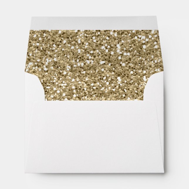 Gold Glitter White Formal Invitation Envelope (Back (Bottom))