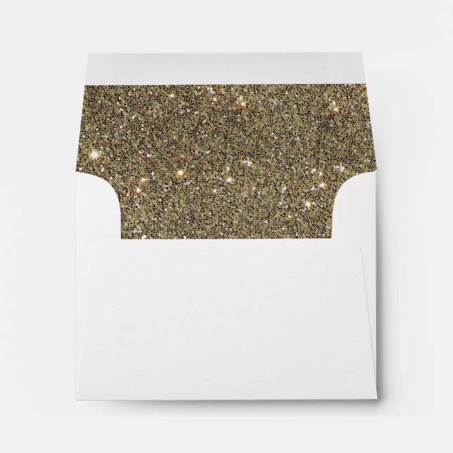 gold glitter white party invitation envelope (Back (Bottom))