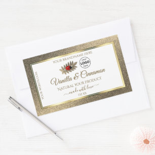 Gold Glitter White Product Labels Ladybug Add Logo