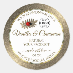 Gold Glitter White Product Labels Ladybug Add Logo