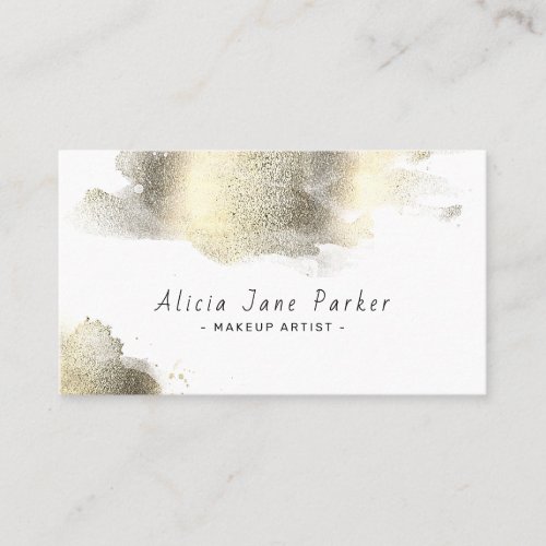 Gold glitter white salon makeup artist business card