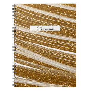Gold Glitter White Sparkle Chic Glamor Notebook