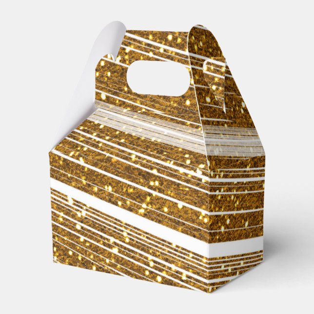 Gold Glitter & White Sparkle Party Favor Boxes (Front Side)