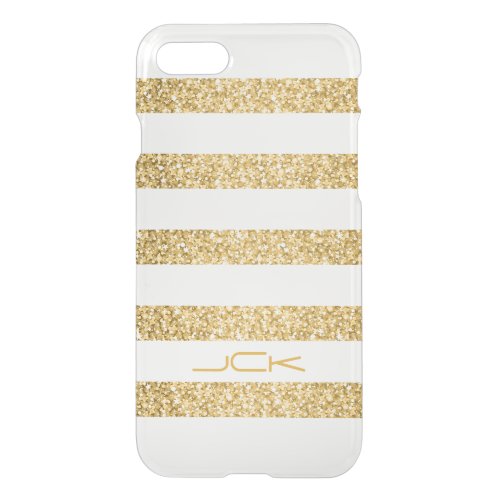 Gold Glitter White Stripes Pattern Monogram iPhone SE87 Case
