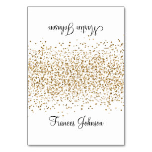 Gold Glitter White Two Name Place Cards