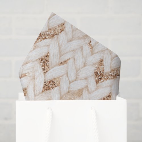 Gold Glitter White Woven Faux Fabric Birthday Tissue Paper