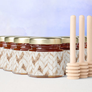 Gold Glitter White Woven Faux Fabric Honey Jar Favors