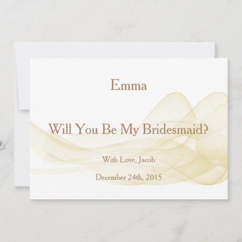 Gold Glitter Will You Be My Bridesmaid Abstract Invitation