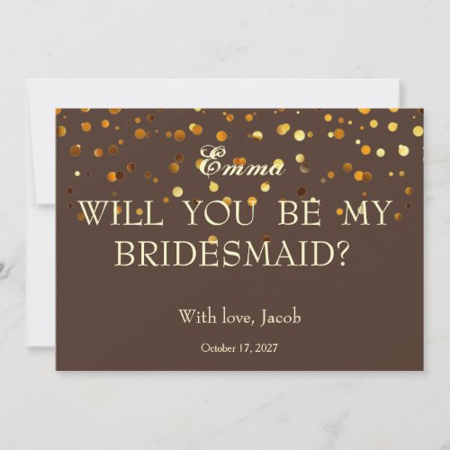 Gold Glitter Will You Be My Bridesmaid Invitation