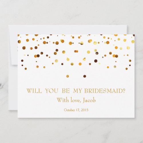 Gold Glitter Will You Be My Bridesmaid Invitation