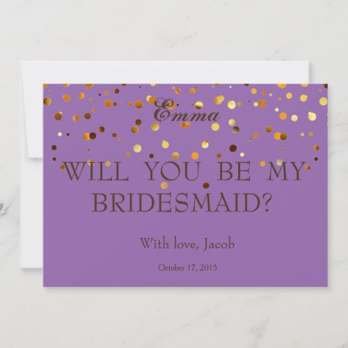 Gold Glitter Will You Be My Bridesmaid Invitation