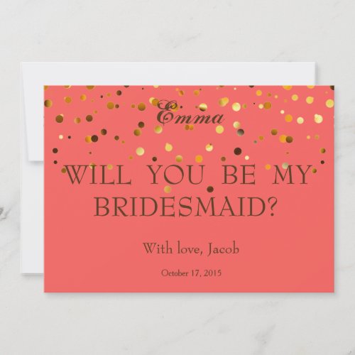 Gold Glitter Will You Be My Bridesmaid Invitation