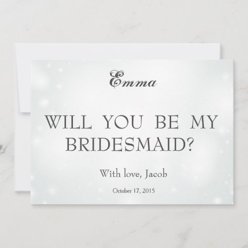 Gold Glitter Will You Be My Bridesmaid Invitation