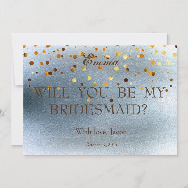 Gold Glitter Will You Be My Bridesmaid Invitation (Front)