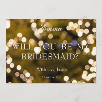 Gold Glitter Will You Be My Bridesmaid Invitation by sunbuds at Zazzle