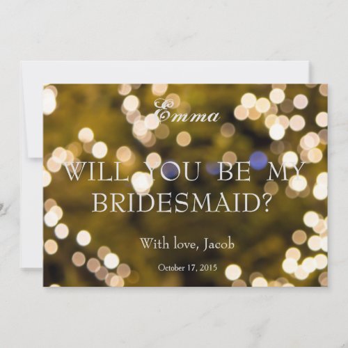 Gold Glitter Will You Be My Bridesmaid Invitation