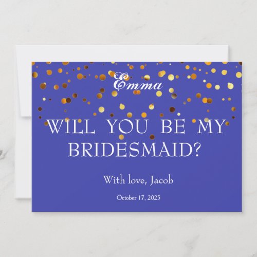 Gold Glitter Will You Be My Bridesmaid Invitation