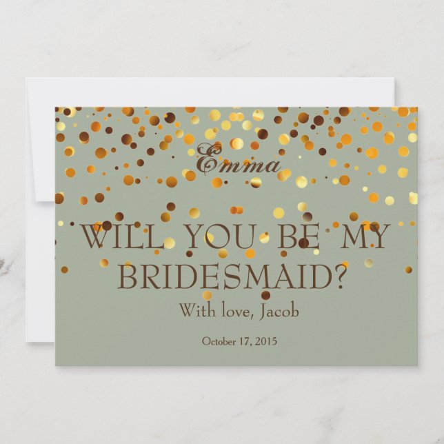Gold Glitter Will You Be My Bridesmaid Invitation (Front)