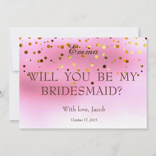 Gold Glitter Will You Be My Bridesmaid Invitation