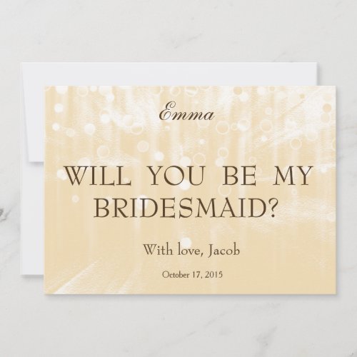 Gold Glitter Will You Be My Bridesmaid Invitation