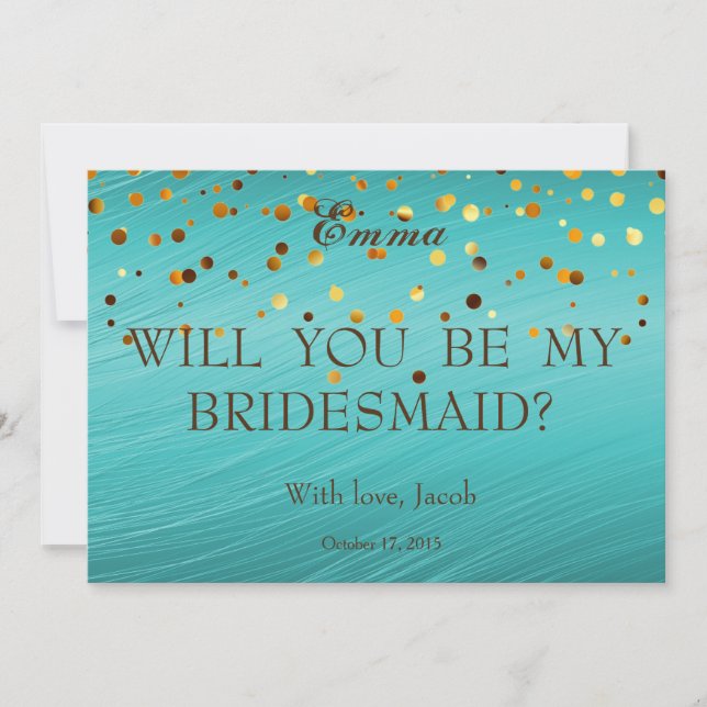 Gold Glitter Will You Be My Bridesmaid Invitation (Front)