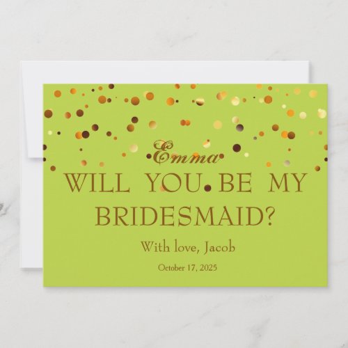 Gold Glitter Will You Be My Bridesmaid Invitation