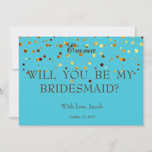 Gold Glitter Will You Be My Bridesmaid Invitation