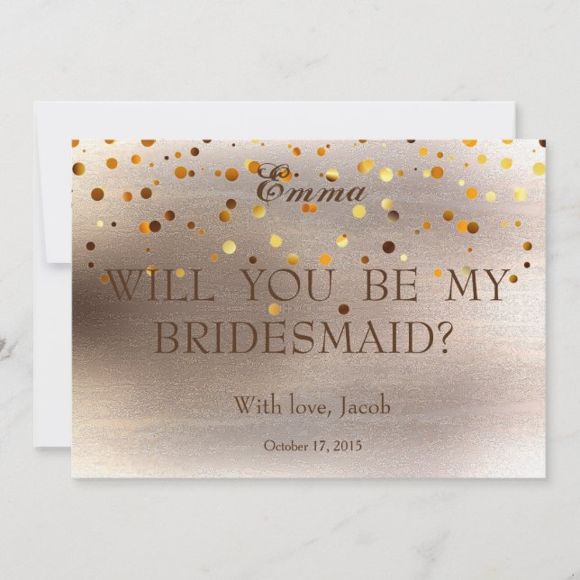 Gold Glitter Will You Be My Bridesmaid Invitation (Front)