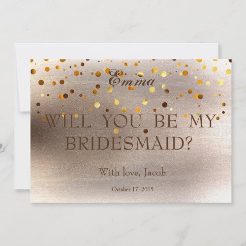 Gold Glitter Will You Be My Bridesmaid Invitation